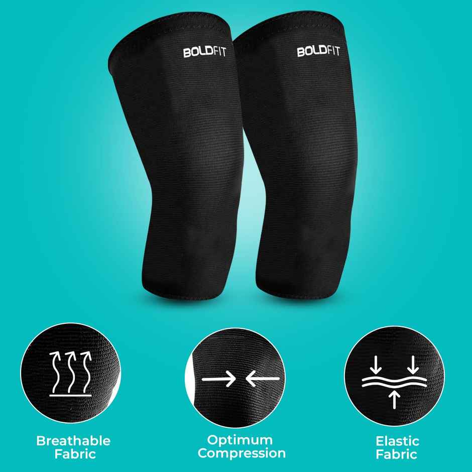 Boldfit Black Knee Caps for Men & Women | Medium Size Support for Active Lifestyles