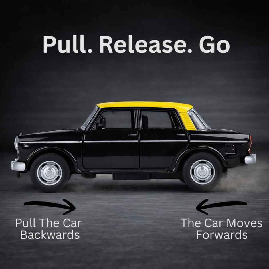 Race n Roll Light & Sound Retro Sedan Toy Car Pull Back Vehicle Fia Black