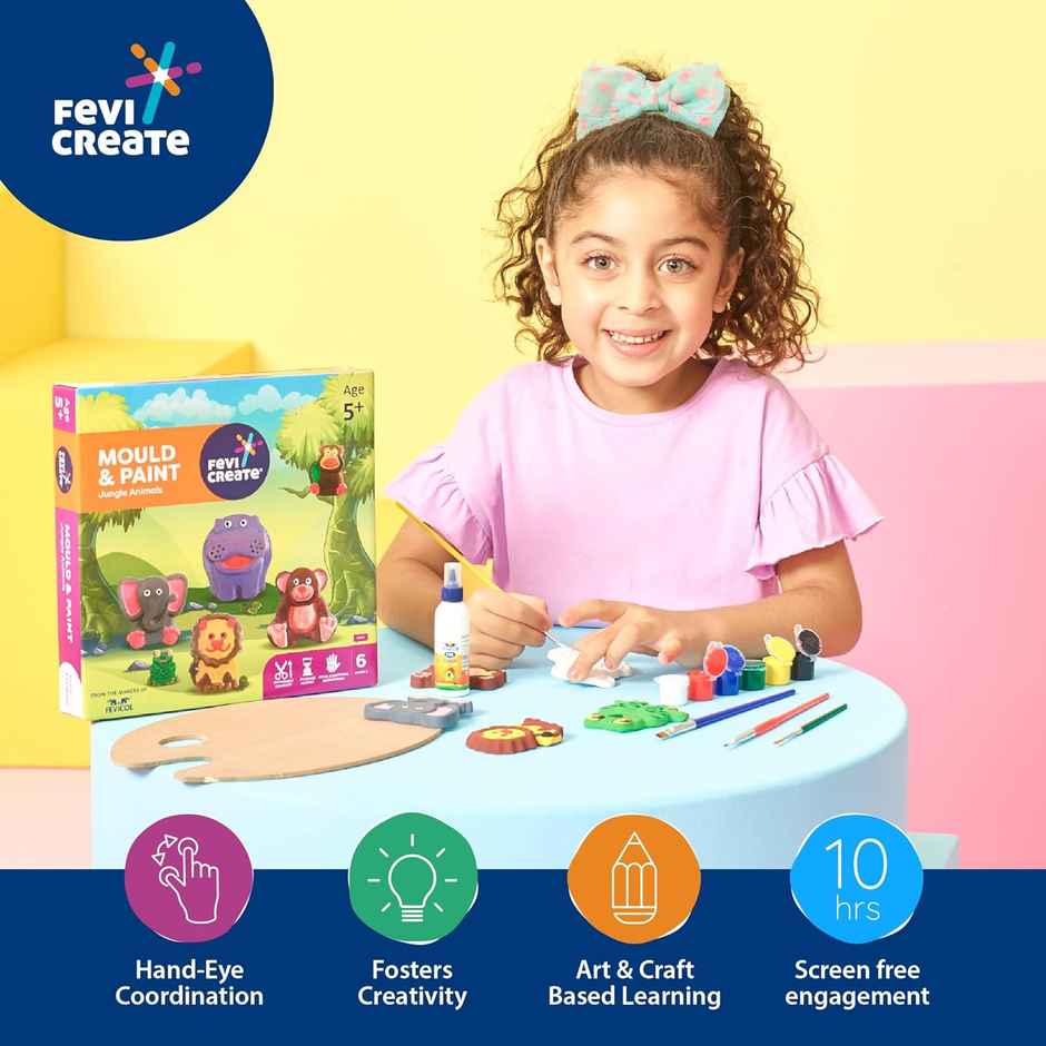 Fevicreate DIY Mould and Paint Jungle Friends Craft kit | Kids DIY Craft 5 Years