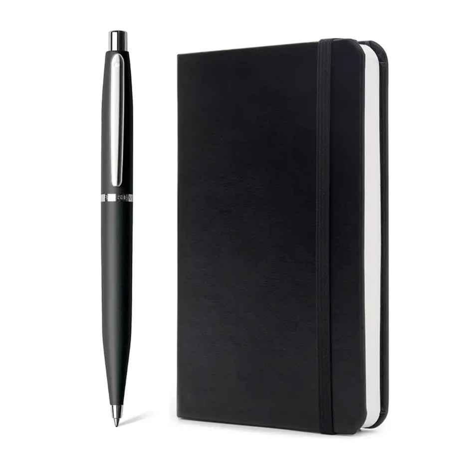 Sheaffer VFM Gift Set Ballpoint Pen | Chrome Plated Trims | Matte Black | With Small Notebook