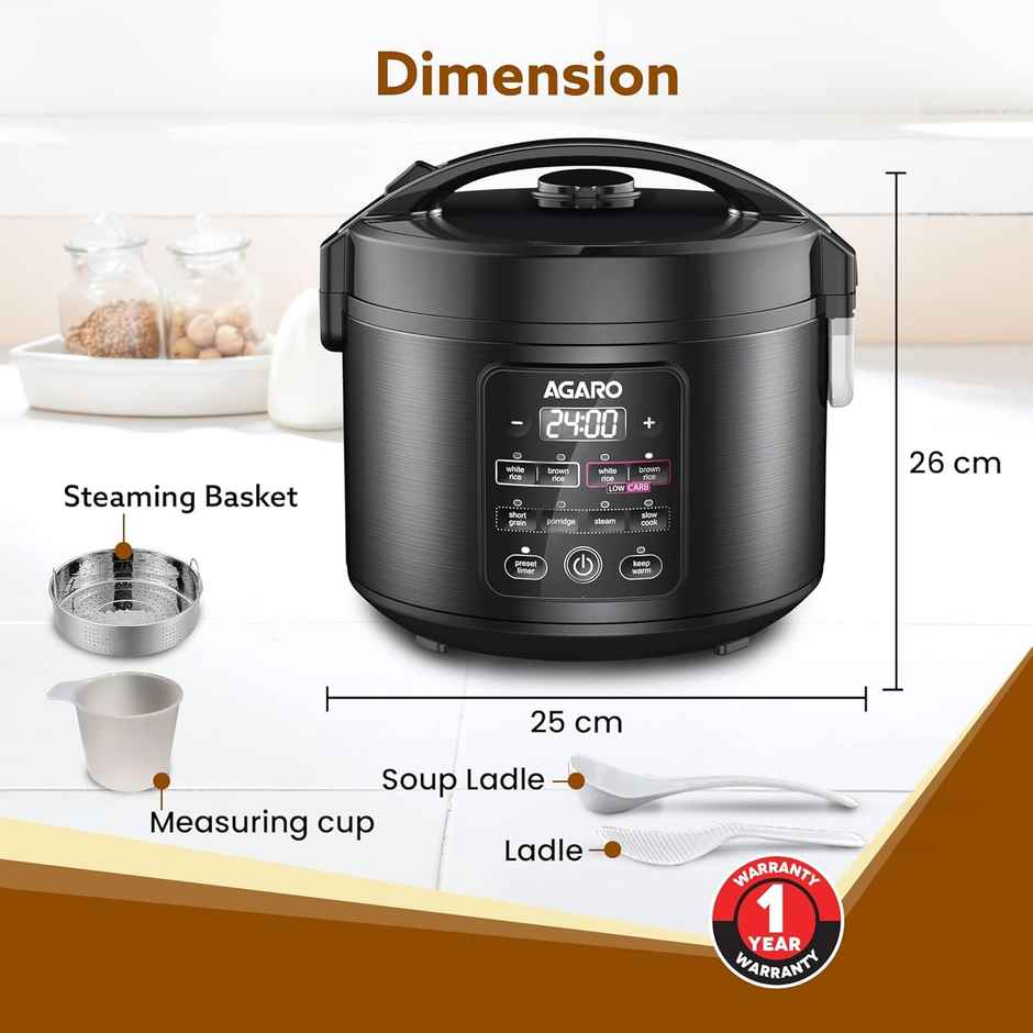 Agaro Regal Electric Rice Cooker, 3 Litres Bowl