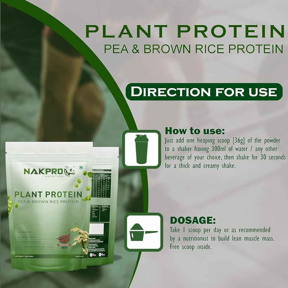 Nakpro Vegan Plant Protein Powder (Pea Protein & Brown Rice Protein) Chocolate -