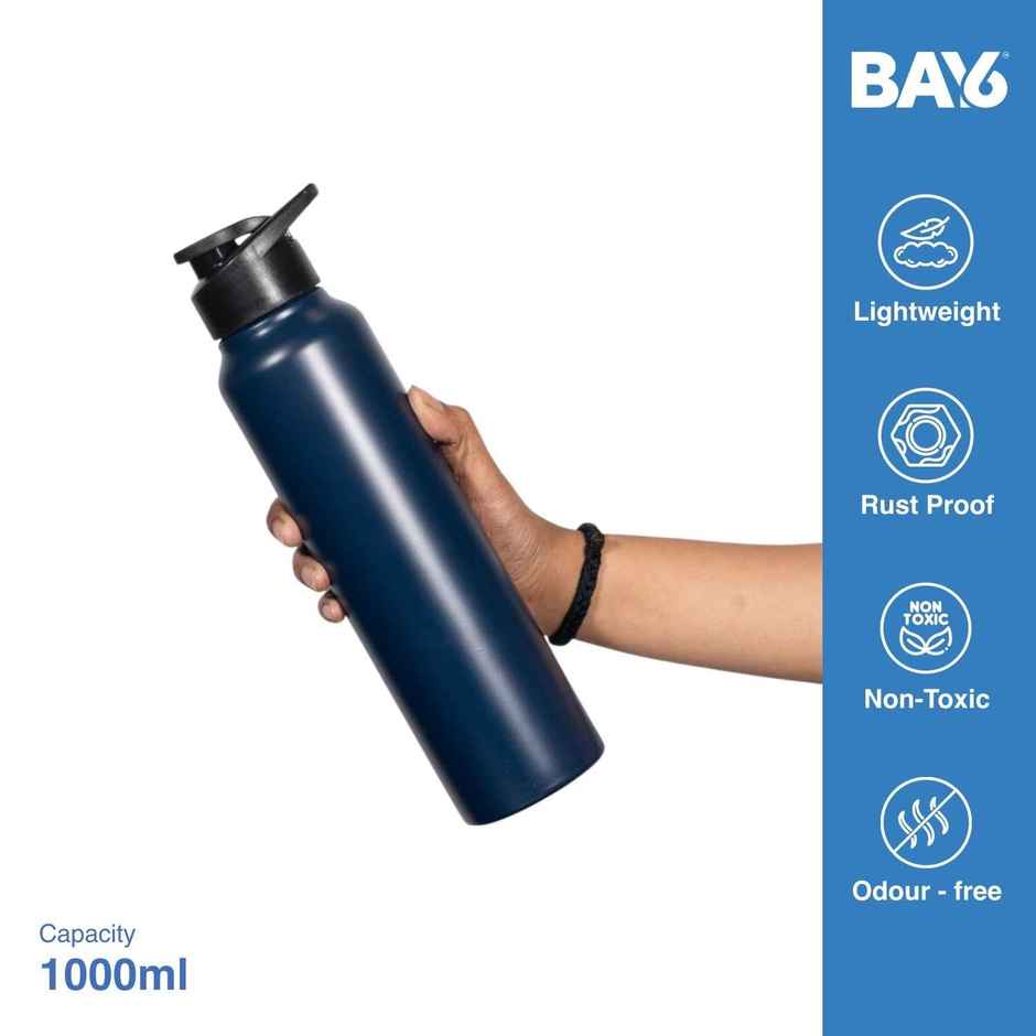 BAY6 Stainless Steel Lean Water Bottle 1000ml | Dark Blue