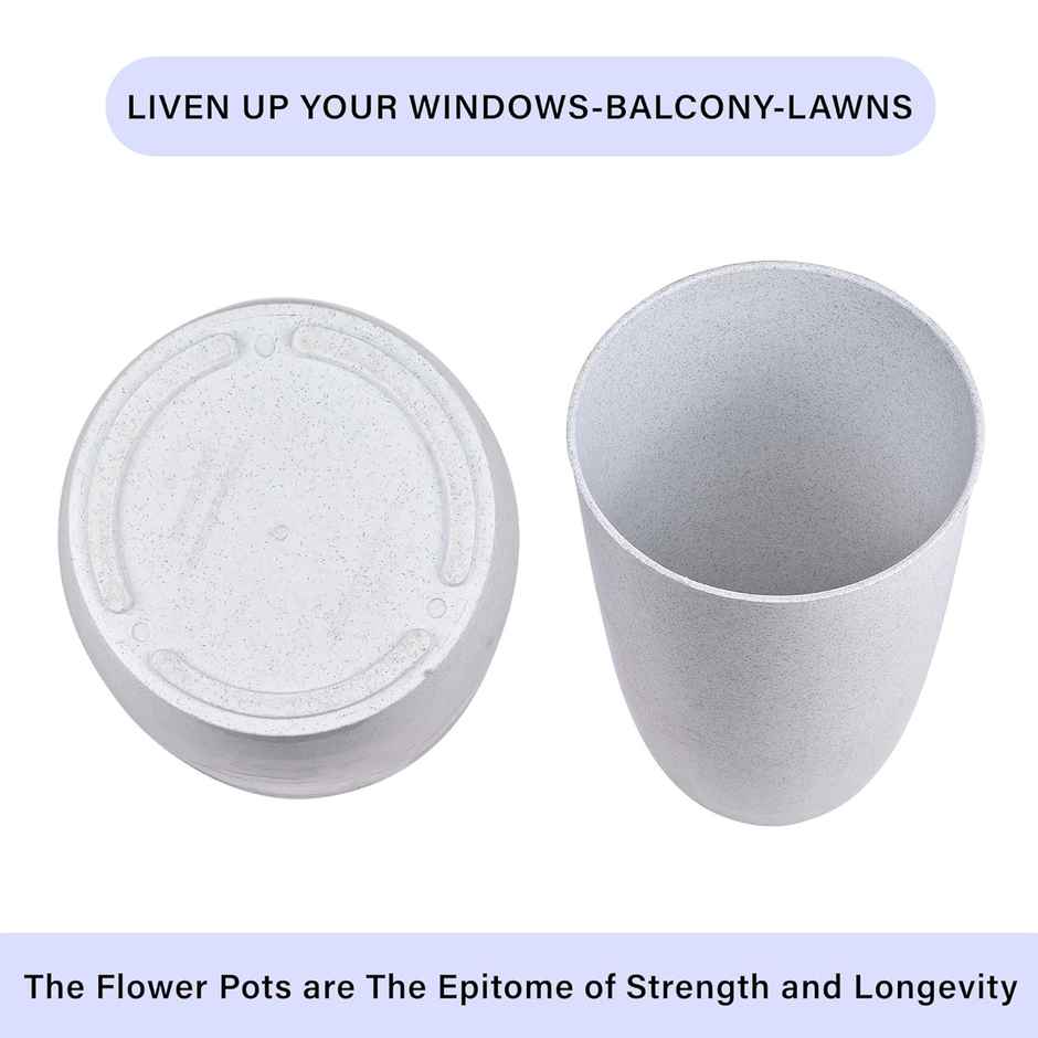 Kuber Industries Pack of 2 Flower Pots with Plate | 18 Inch Indoor/Outdoor | Marble Emerald | White