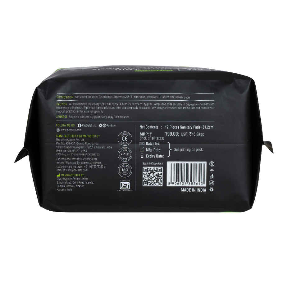 Pee Safe Ultra Thin Rash Free Sanitary Pads 12 XXL