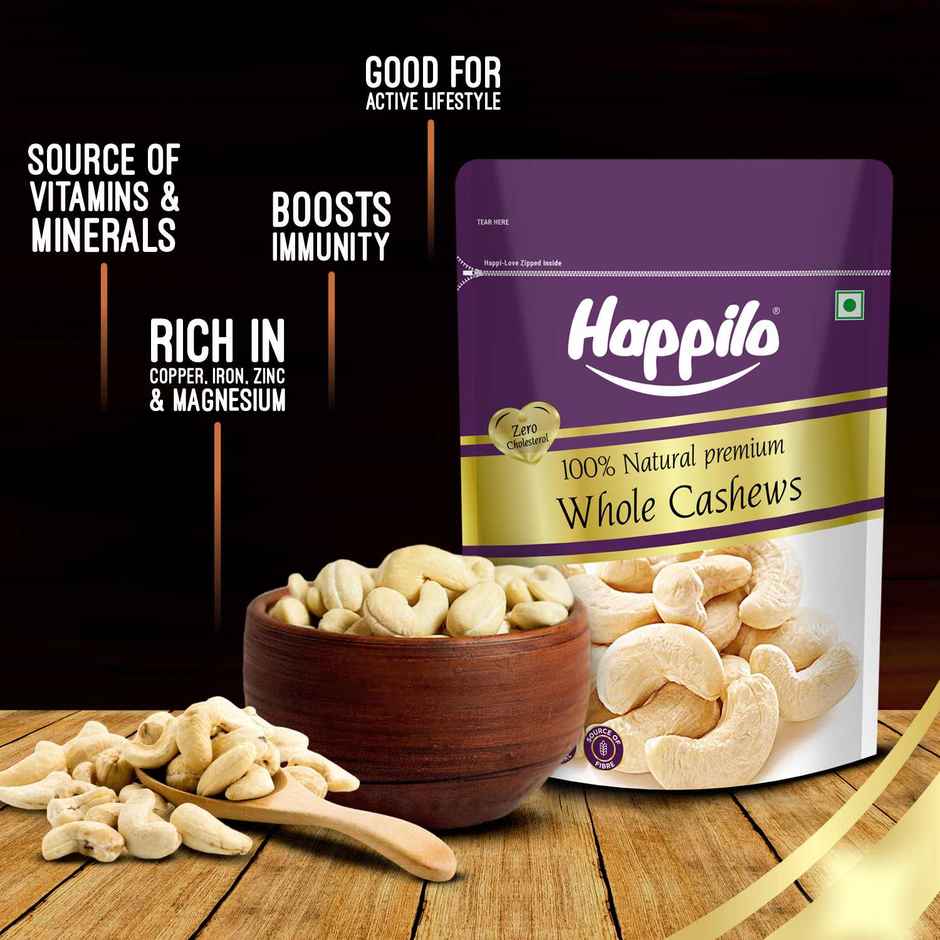 Happilo Premium Whole Cashew Nuts|Whole Kaju|Dry Fruits