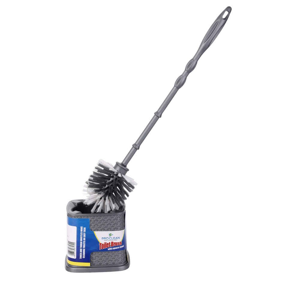 Proclean Round Toilet Brush with Square Holder Stand | Colour May Vary