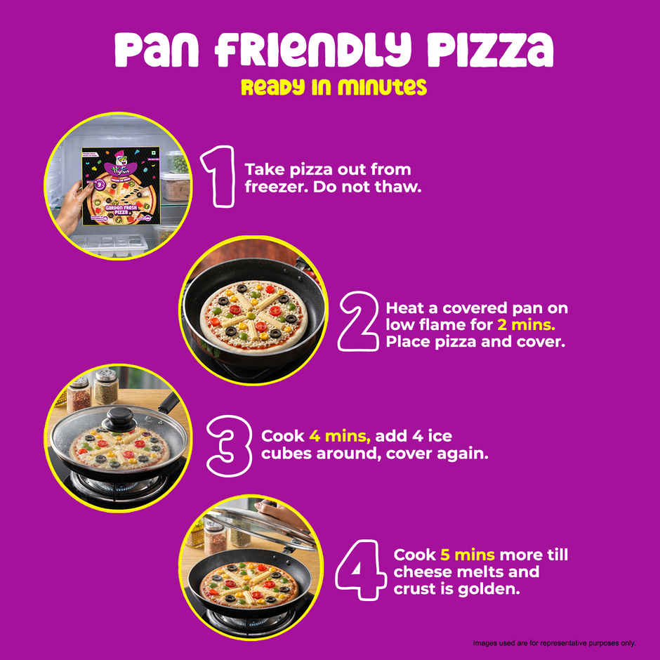 HyFun Garden Fresh Pizza | Thin Crust Base, Cheesy Snack | Frozen