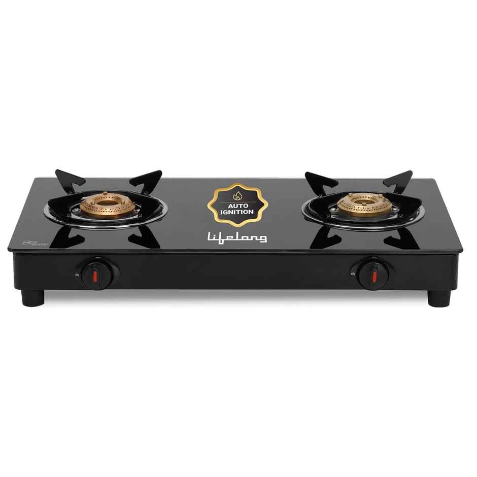 Lifelong 2 Burner Gas Stove Top -Automatic Ignition for Modular Kitchen| Compatible with LPG