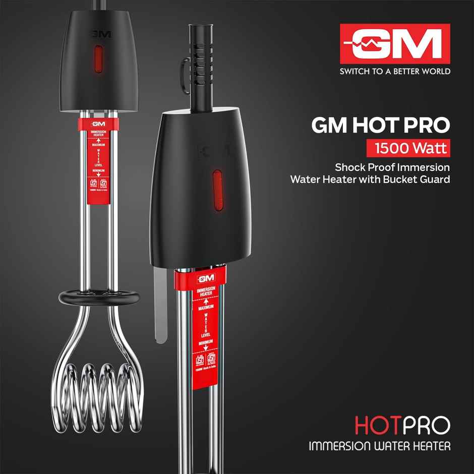 Gm Hot Pro 1500W Immesion Rod, 16Amp, Double Isi, Heat Resistance Handle, Nickel Plated