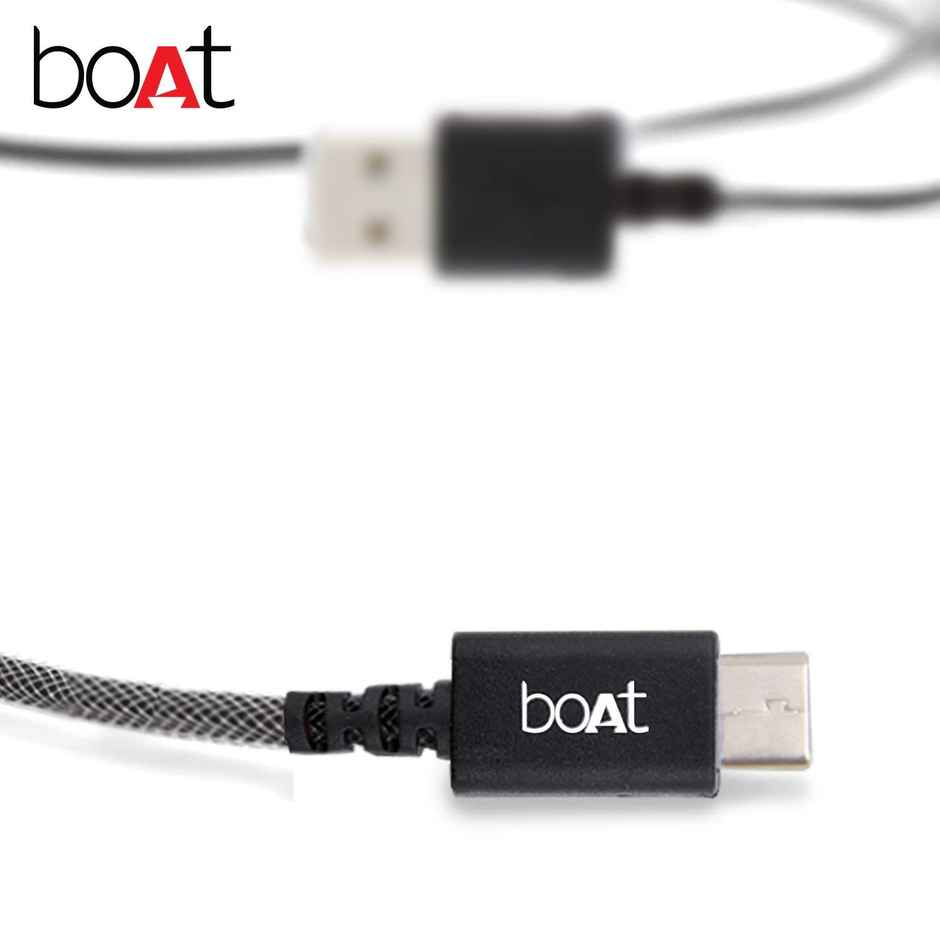 boAt Type-C A400 | Type-C to USB A| 2.4A Fast Charging & 480mbps Data Sync | 1m Length (Grey)