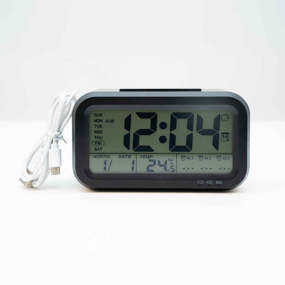 Urbanfix Bulfyss USB Rechargeable Digital Alarm Clock, Date, Temperature, Backlight LCD Display