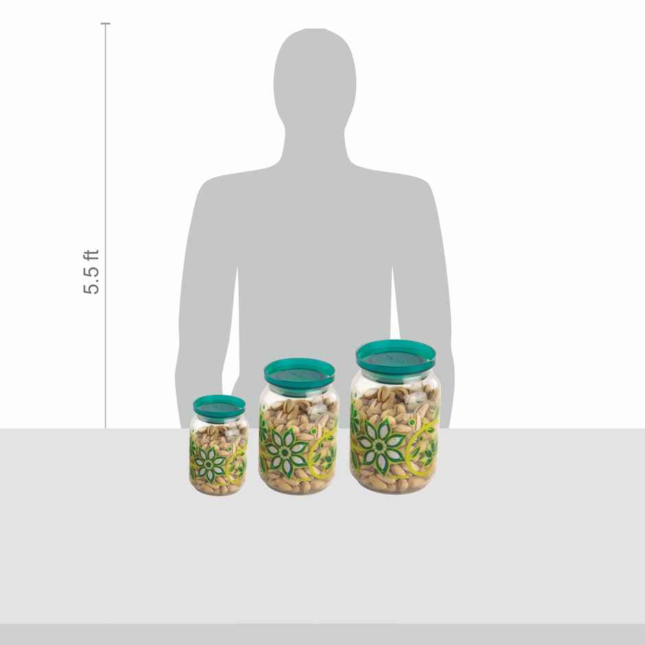 Nayasa Hermit BPA Free Food Grade Airtight Kitchen Storage Stackable Containers | Green - 1.5 L