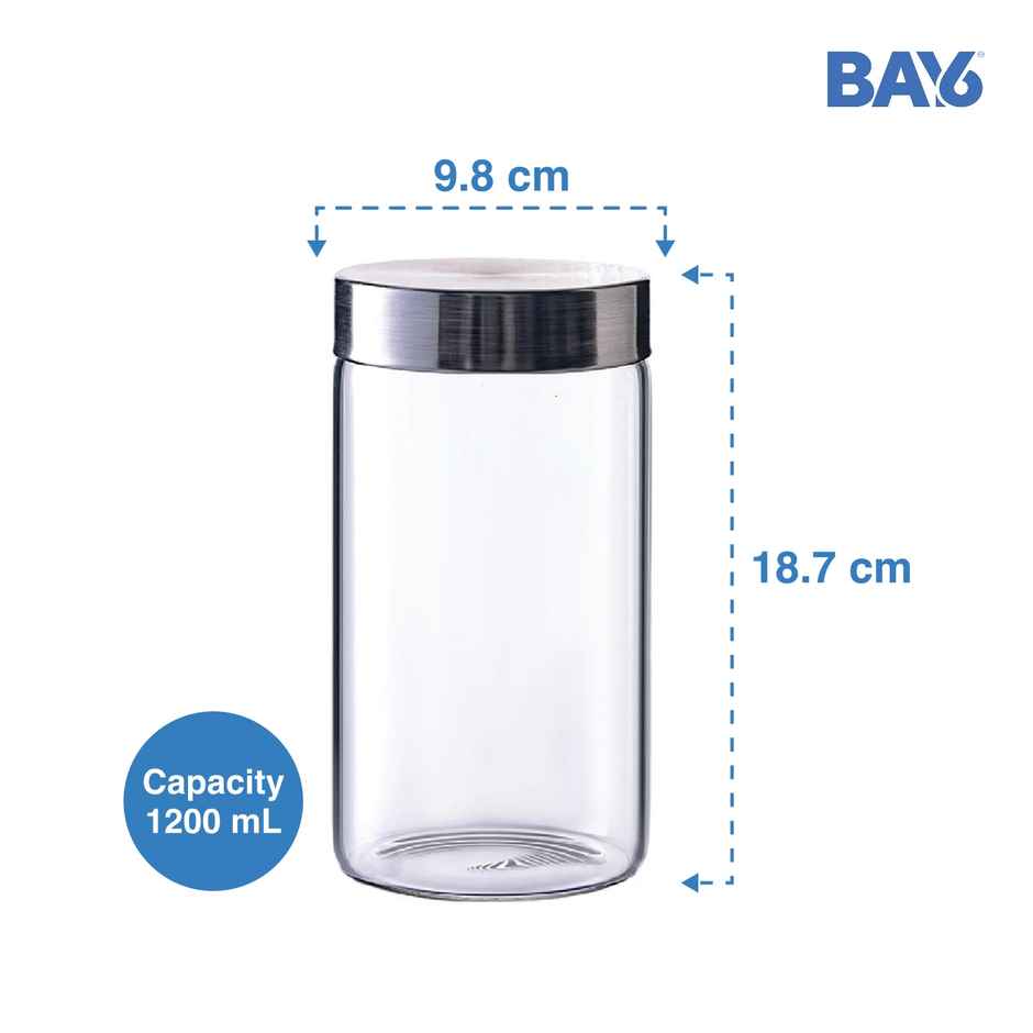 BAY6 Premium Imported Borosilicate Glass Jar - 1200 ml