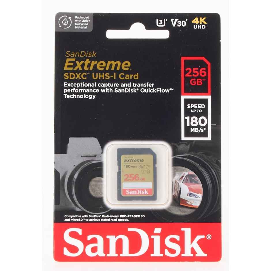Sandisk Extreme Sd Uhs I 256Gb Card For 4K Video,180Mb/S Read & 130Mb/S Write