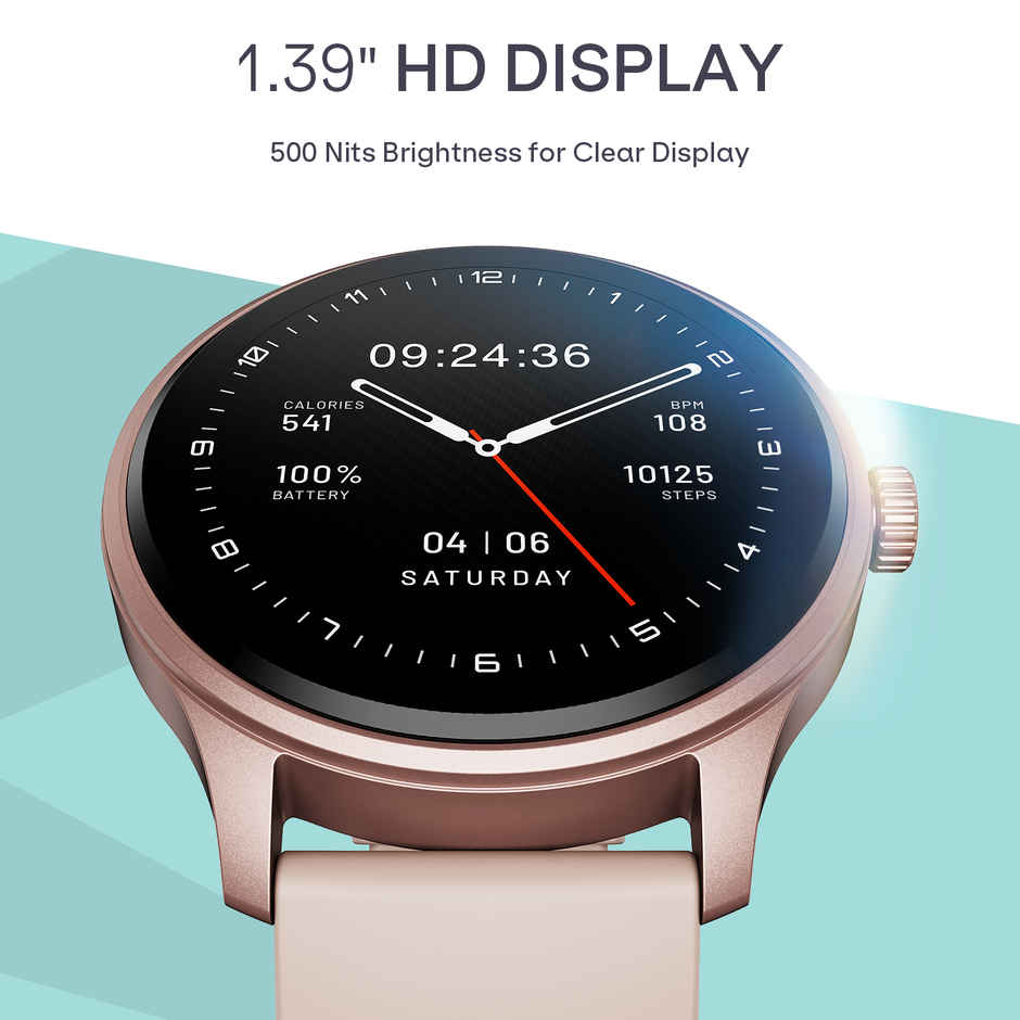 boAT Lunar Discovery Neo,1.39" Round HD Display, Premium Metallic Finish,BT Calling(Cherry Blossom)