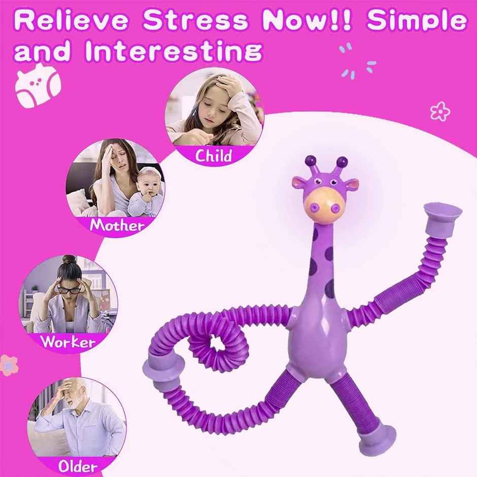 Storio Telescopic Suction Cup Pop Tube Toy For Kids | Pull String Travel Toy