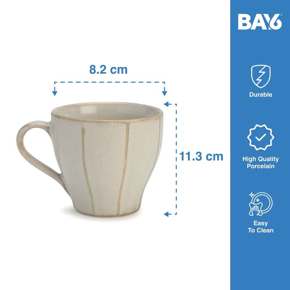 BAY6 Porcelain Line Cup 230 ml Reactive - 6 Pcs Set - Opaque Antique