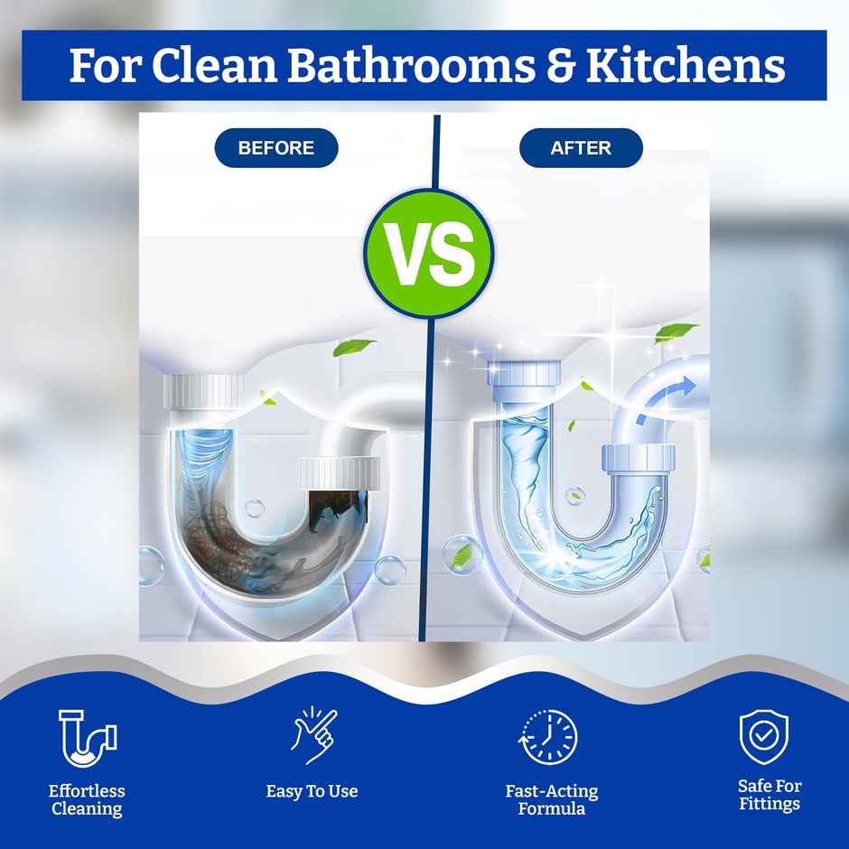 Klenzmo Drain Cleaner Liquid | 10 Doses Removes Blockages In Pipes, Sinks & Septic Tanks