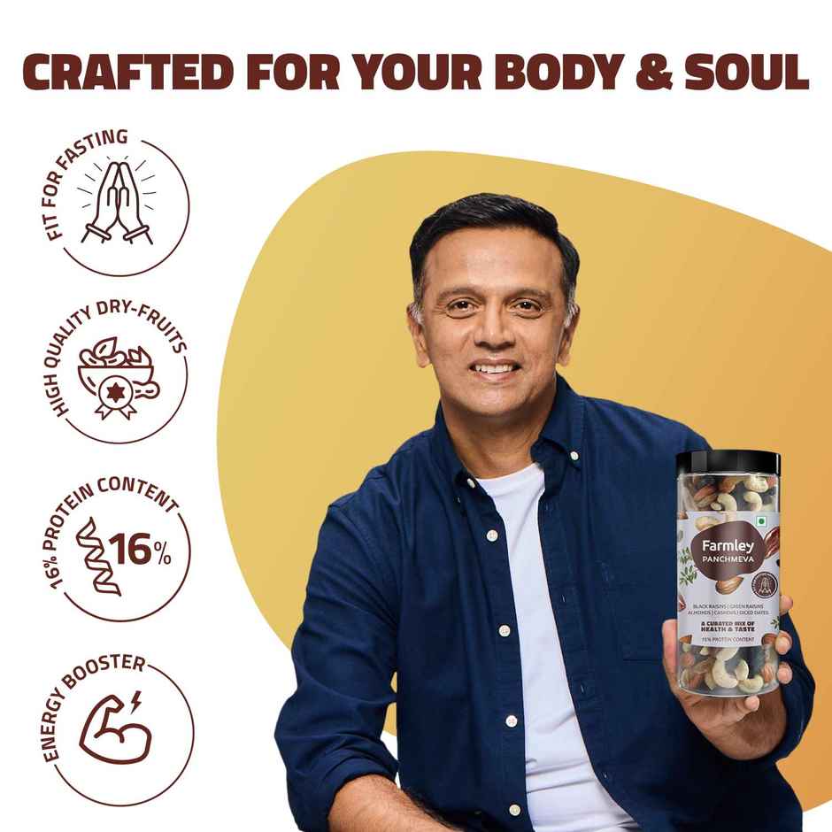 Farmley Mix Dry Fruits Panchmeva | Almonds | Cashews | Dates | Black Raisins | Green Raisins