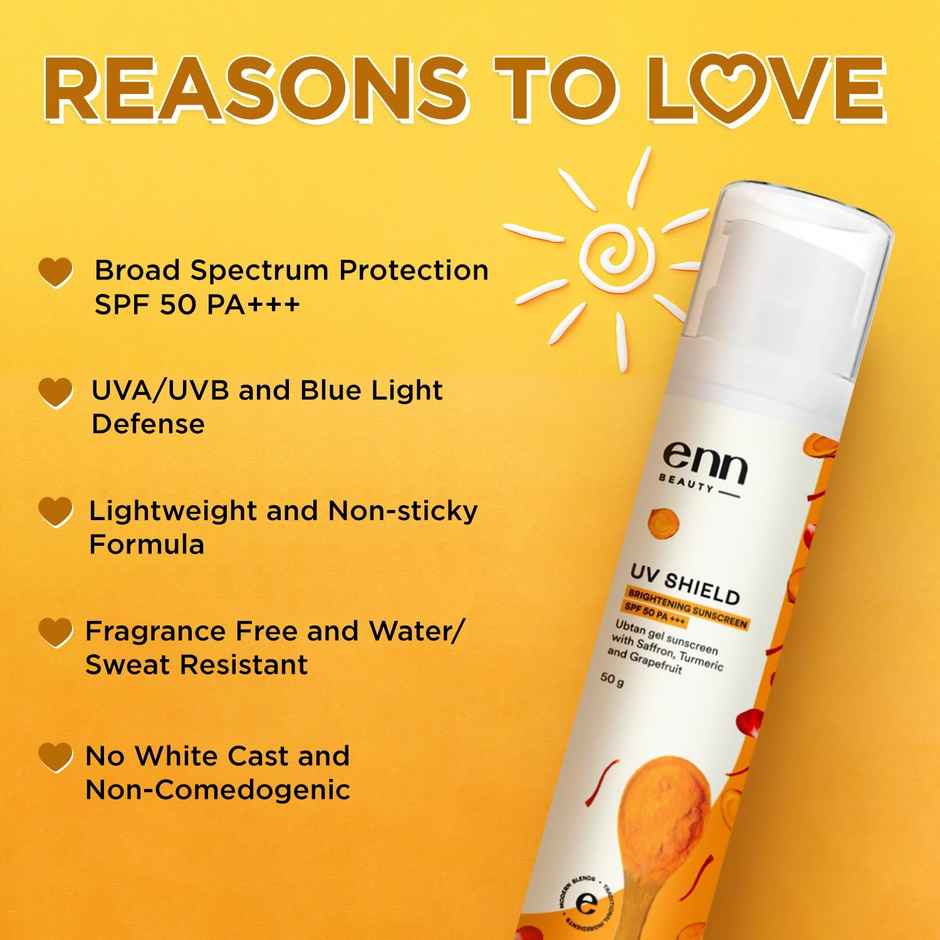 Enn Beauty Uv Shield Fragrance Free Brightening Sunscreen SPF 50 Pa +++ For Broad Spectrum