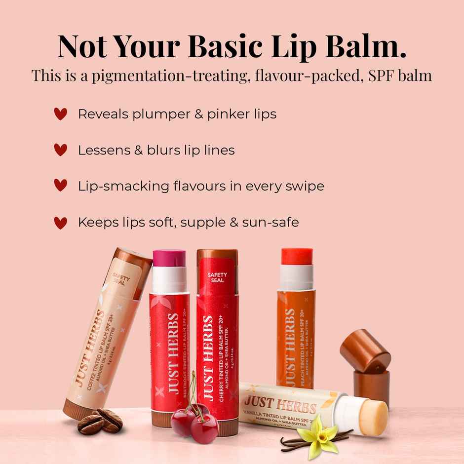 Just Herbs Tinted Lip Balm SPF 20+ For Dry And Chapped Lips For Women And Men- Vanilla