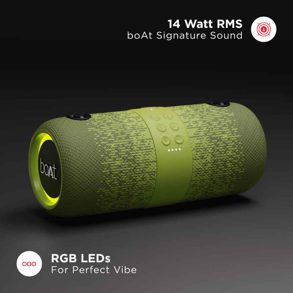 boAt Stone 1200F 14W Bluetooth Speaker With Upto 9 Hours Battery Rgb Leds Ipx7 Green Camo