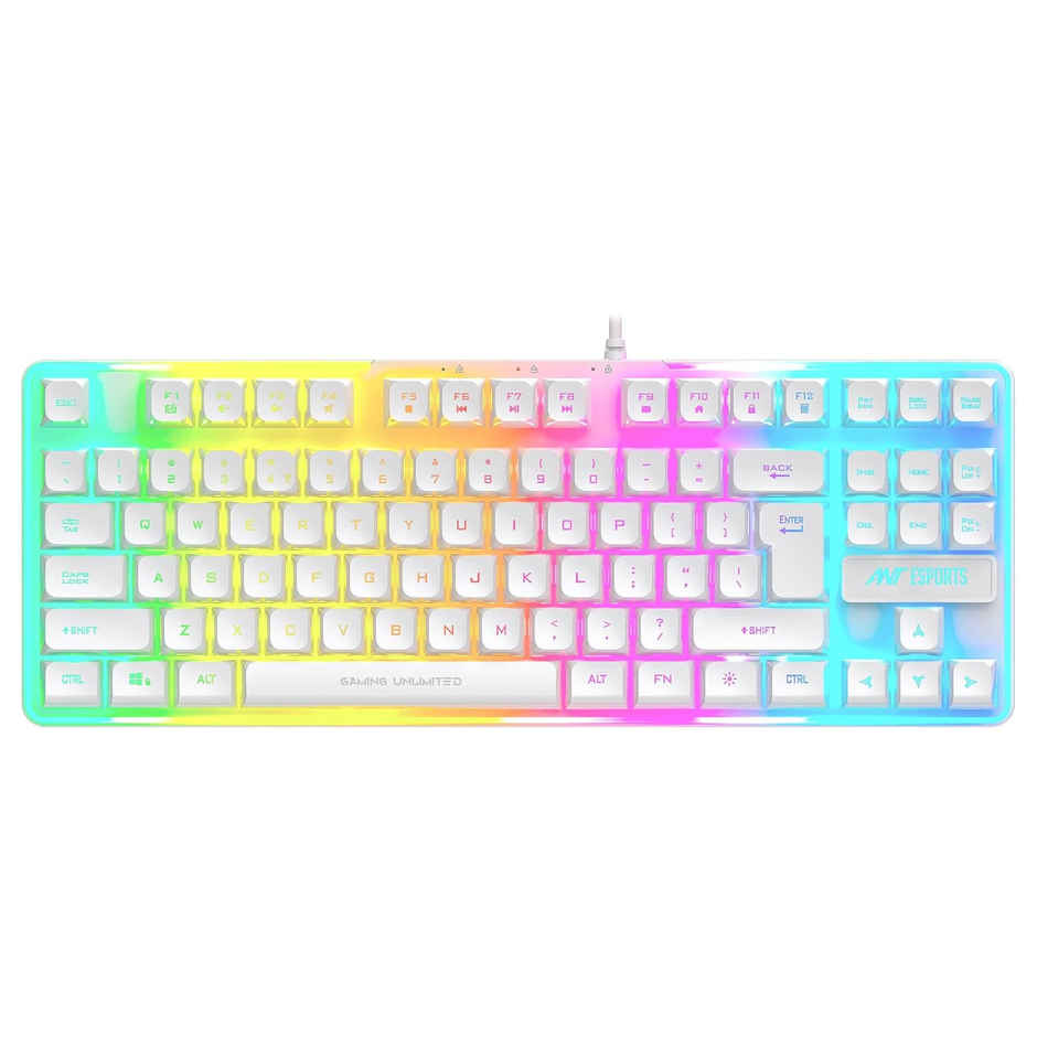 Ant Esports Mk700 V2 Membrane Tkl Wired,Waterproof Keyboard,Design And Work Mercury White