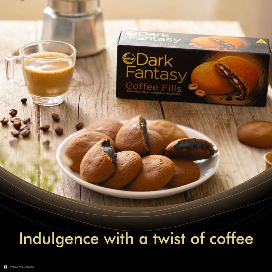 Sunfeast Dark Fantasy Coffee Fills, Original Filled Cookie With Coffee Flavour | Perfect Snack