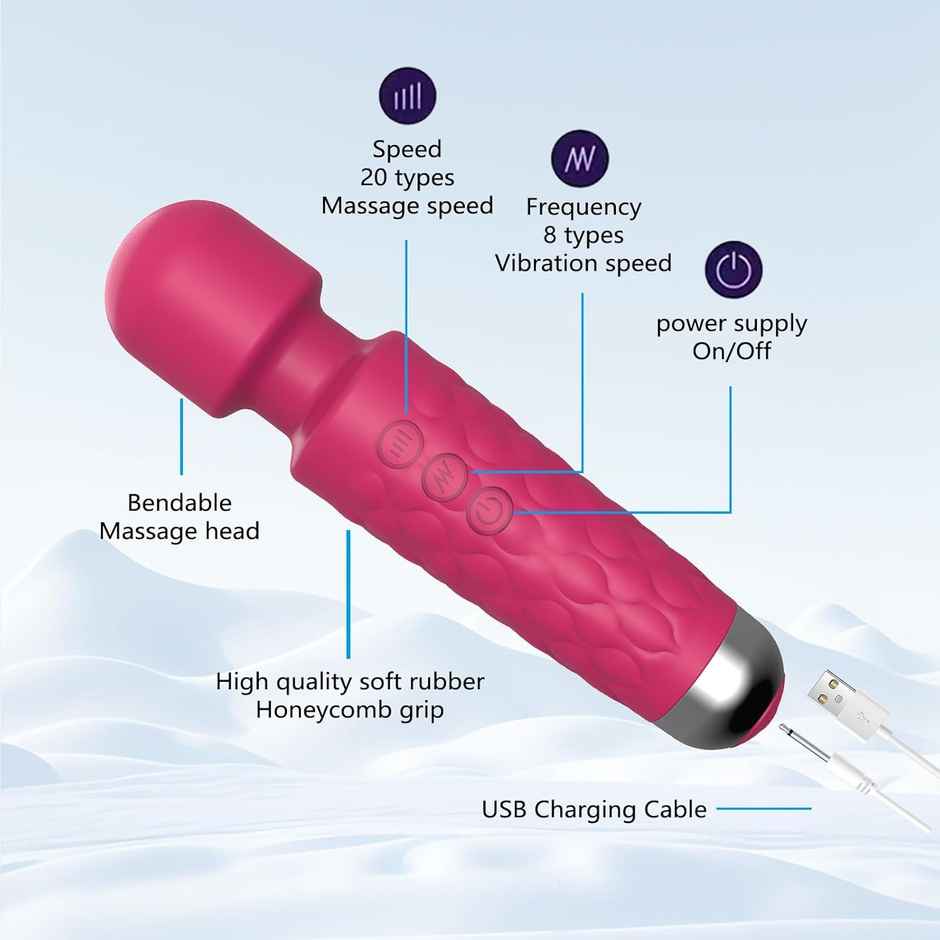 QIBOX Personal Body Massager with 20+ Vibration Patterns (Pink)