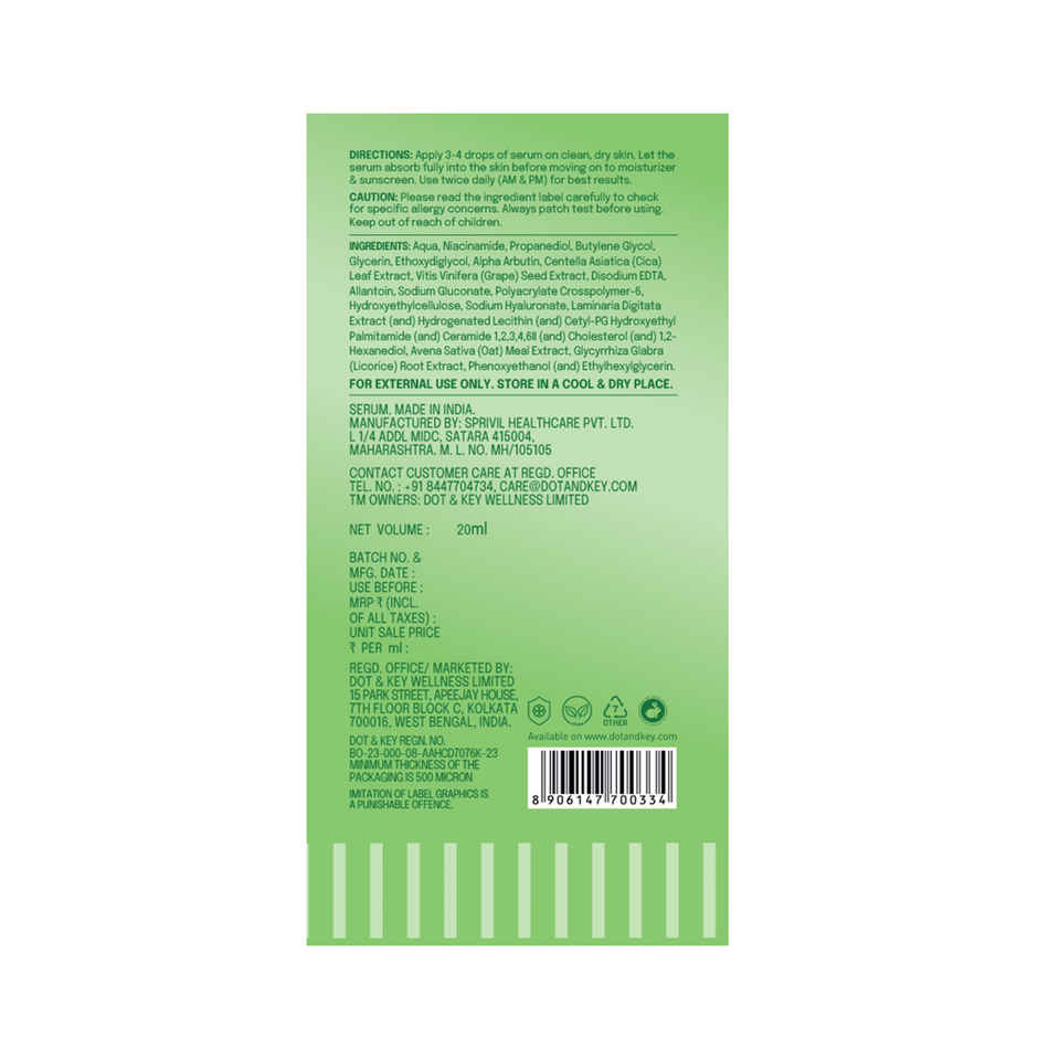 Dot & Key 10% Niacinamide Cica Face Serum With 3% Tranexamic For Dark Spots & Acne Scars