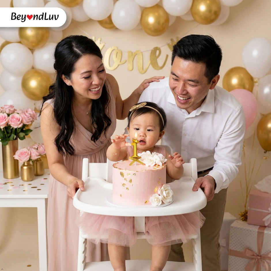 BeyondLuv Candles for Kids Birthday Party 1 Golden Number Candle With Crown