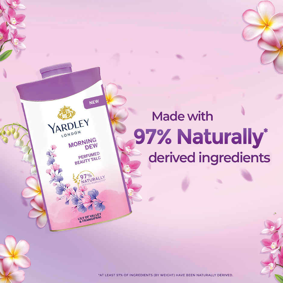 Yardley London Morning Dew Perfumed Talcum Powder For Women - Naturally Derived