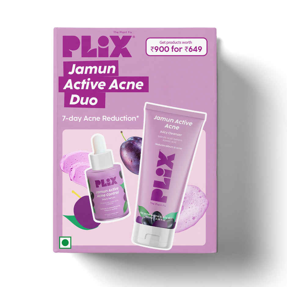 Plix The Plant Fix Jamun Face Wash and Active Acne Serum Combo For Active Acne & Oil Control