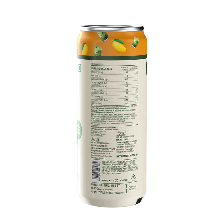Sleepy Owl Mango Iced Matcha Latte Can