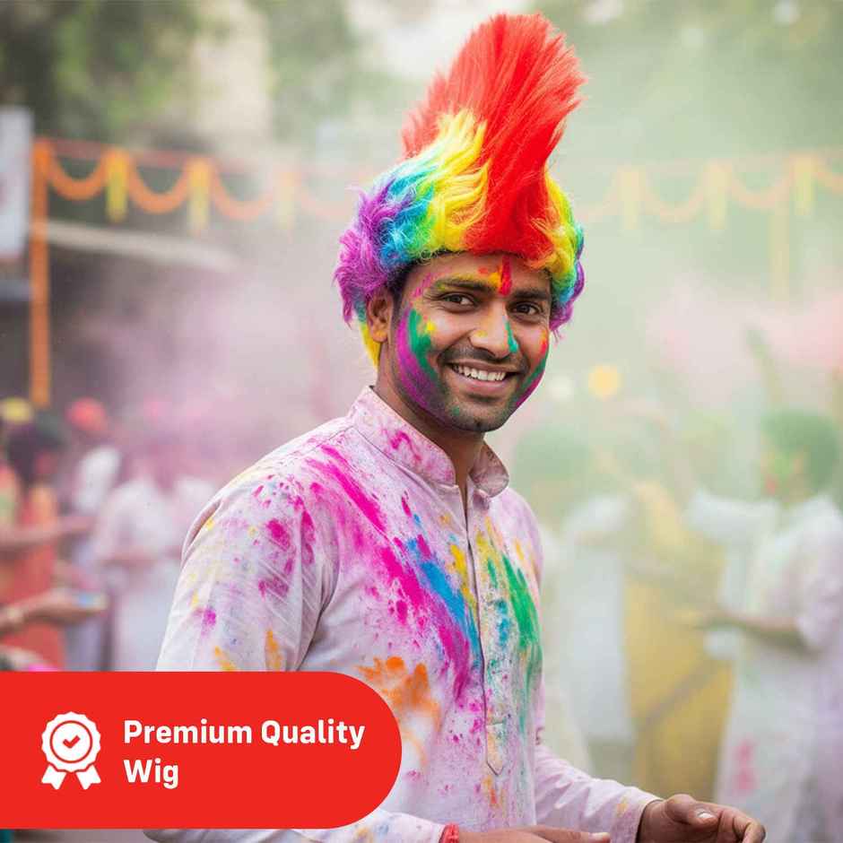 Premium Malinga Unisex Funky Hair Wig | Multi Color Rainbow Wig for Party | Party Propz