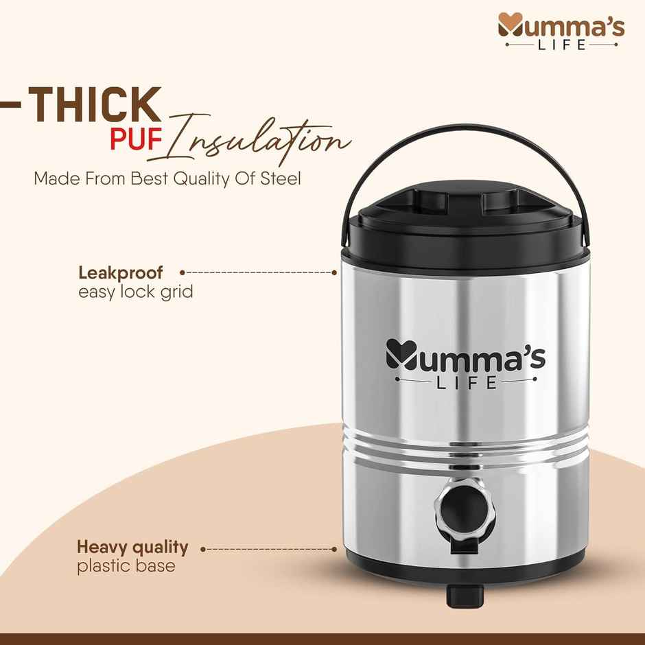 Mumma s Life Thermally Insulated Water Jug Carafe with Stylish Tap Silver | 1 pc | 5 L