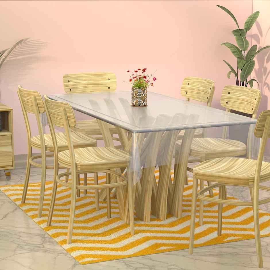Kuber Industries Polyvinyl Chloride Dining Rectangular Table Cover for 6 Seater | Transparent