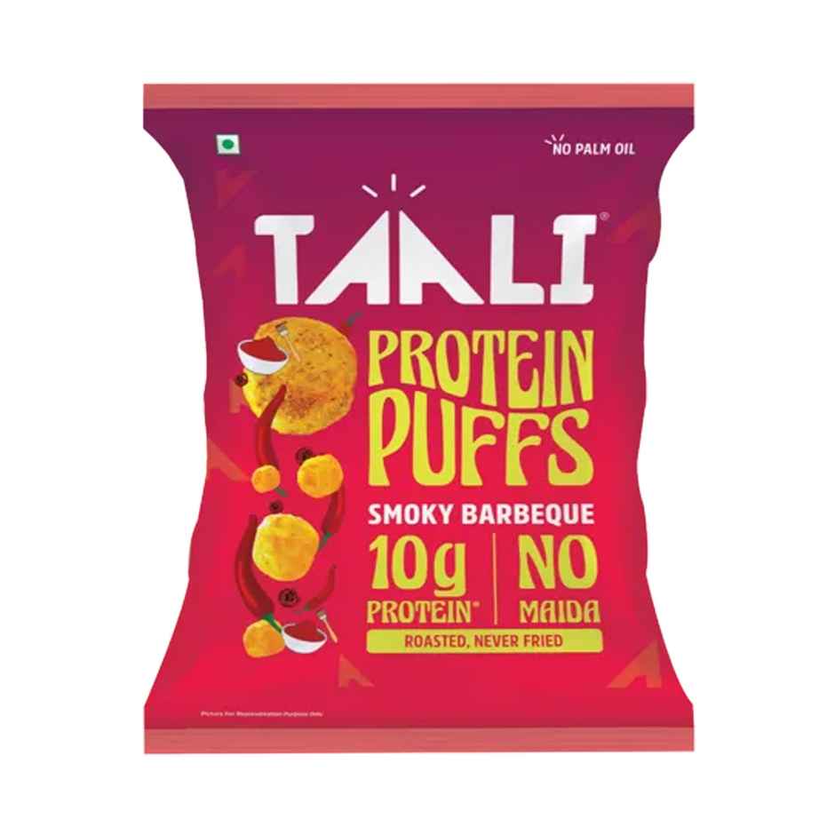 Taali Protein Puffs | Smoky Barbeque Snack, Roasted, Corn & Jowar Puff, No Maida