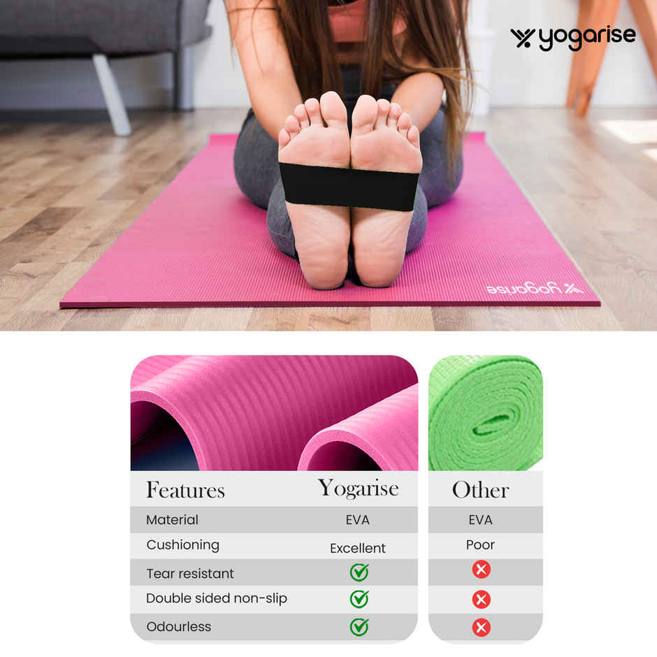 Yogarise 13mm NBR Yogamat with Bag, Pink