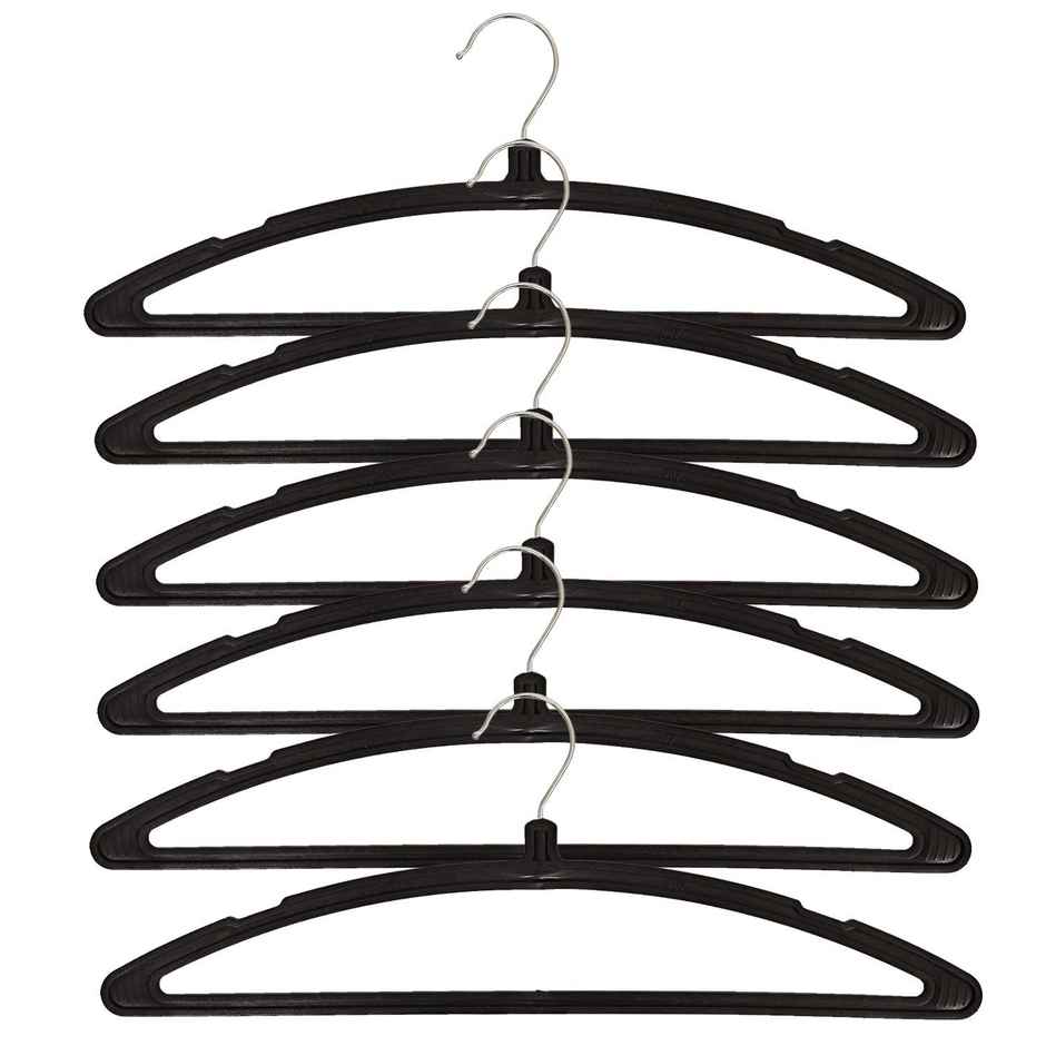 Kuber Industries Plastic 6 Piece Hanger Set for Wardrobe|Multipurpose Hanger Organizer (Black)