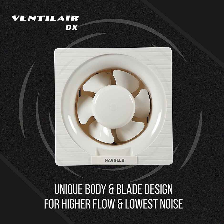 Havells Ventil Air Dx Exhaust Fan, 150mm, Cut Out Size: 6.8X6.8 Square Inches, White