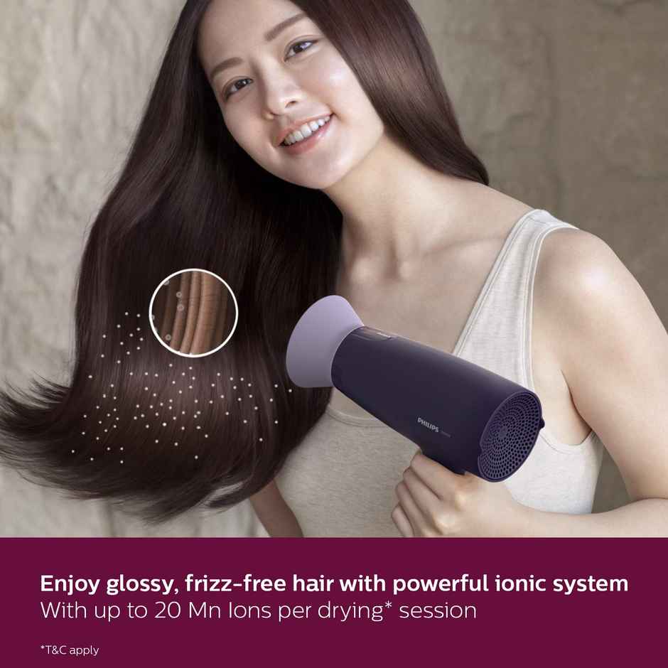 Philips Hair Dryer 1600W - Advanced Ionic Care for Smooth, Shiny Hair| 3 Styling Options|BHD318/00