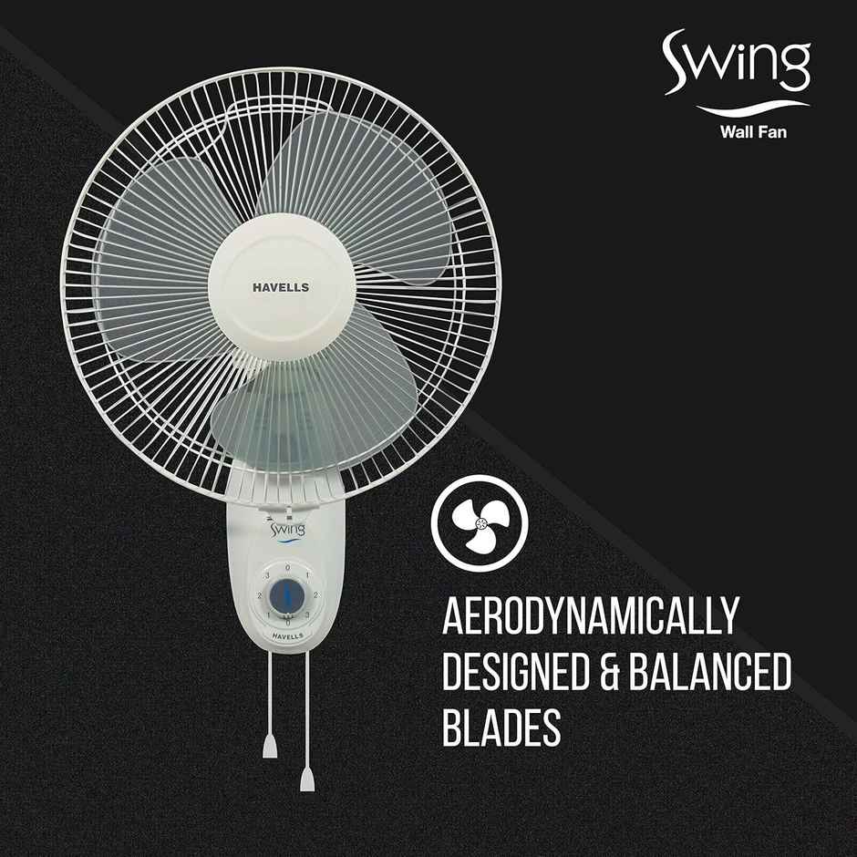 Havells Fan Swing Wall Fan, 400mm, Off White