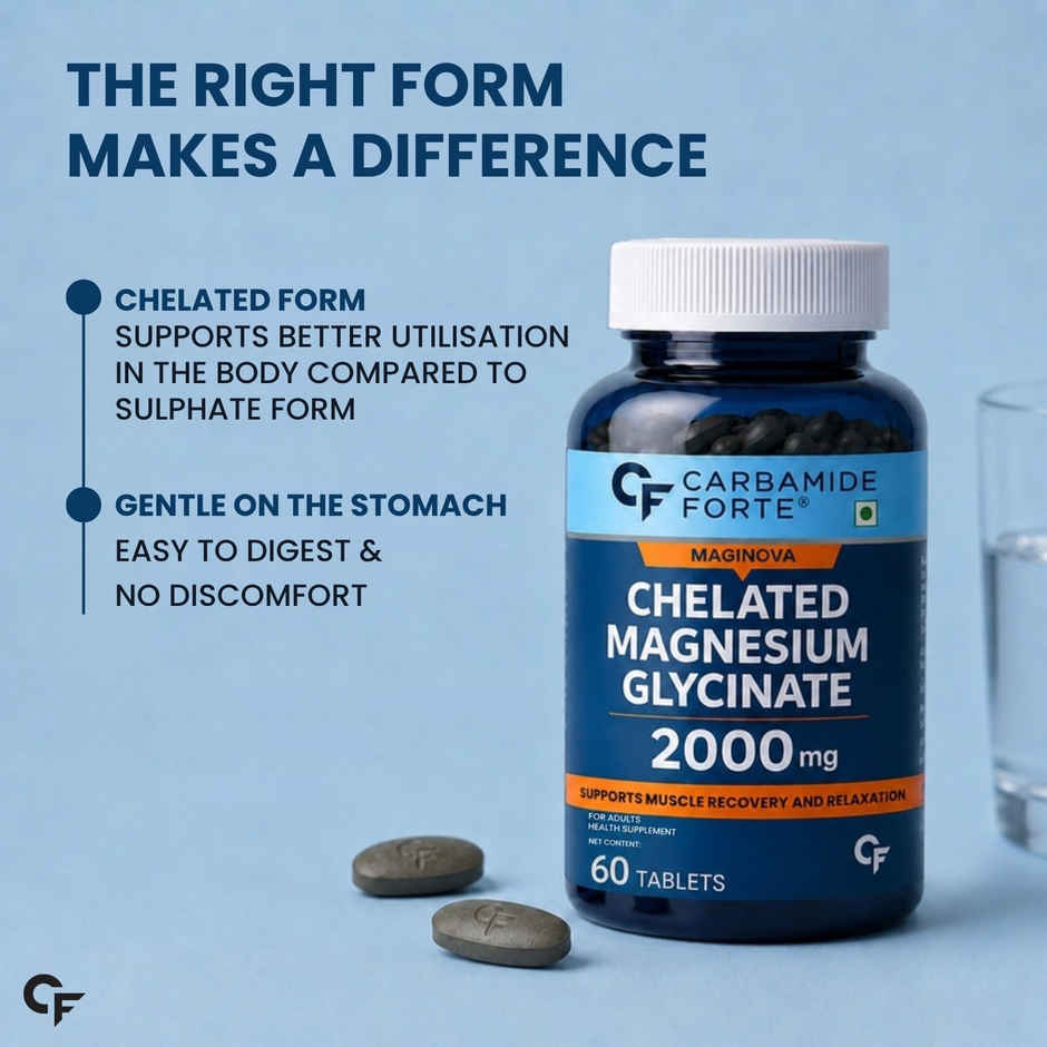 Carbamide Forte Chelated Magnesium Glycinate Supplement 2000mg Per Serving | Magnesium Supplement