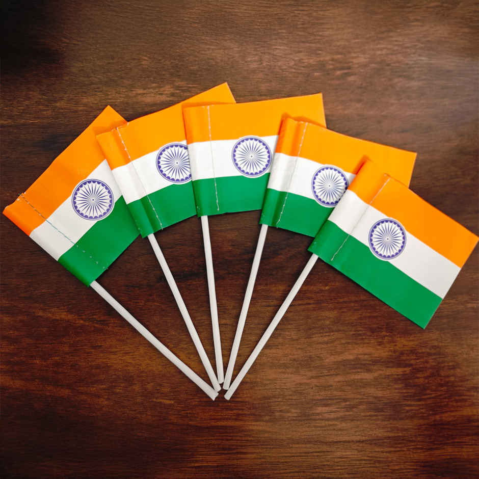Indian National Paper Flag | Pack of 5 | Handheld Flags | House Of Festivals