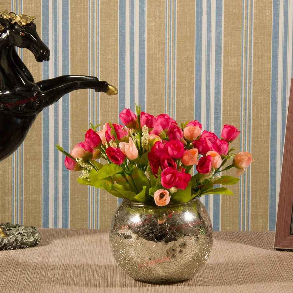 Tied Ribbons Artificial Peony Flowers With Vase