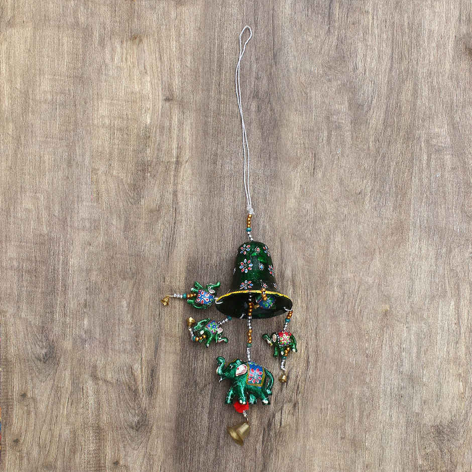 eCraftIndia Handcrafted Decorative Elephant Wall/Door/Window Hanging Bells