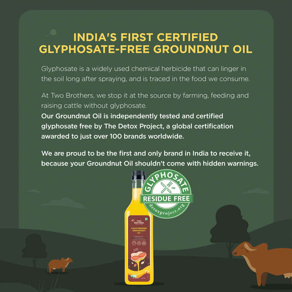 Two Brothers Groundnut (Peanut) Wood Pressed Oil Single-filtered | Plastic Bottle