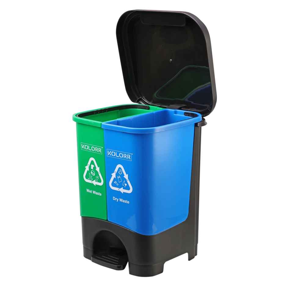 Kolorr Mega Twin-Bins Recycling Dry And Wet Waste Garbage Modern Design Plastic Dustbin - 30L